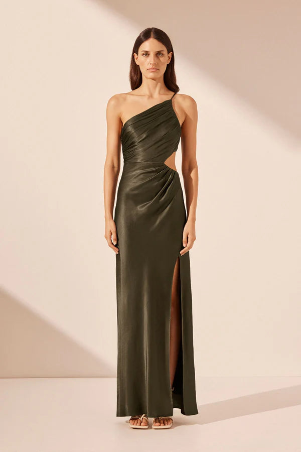 Shona Joy - La Lune Asymmetrical Gathered Maxi Dress - Forest - Bridesmaids Dress Shona Joy - La Lune Asymmetrical Gathered Maxi Dress - Forest - Bridesmaids Dress