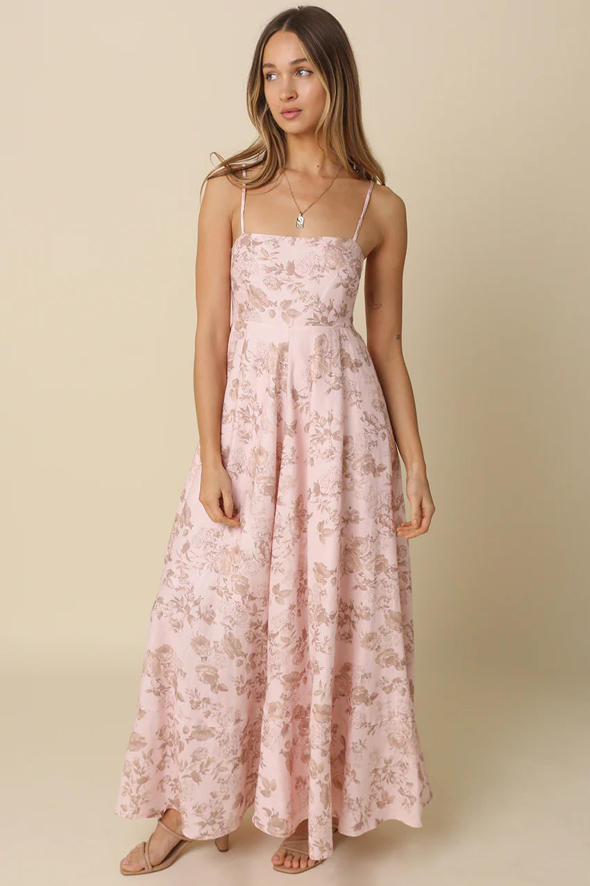 Olivaceous Blush Floral Maxi Dress Blush/Khaki Floral / L