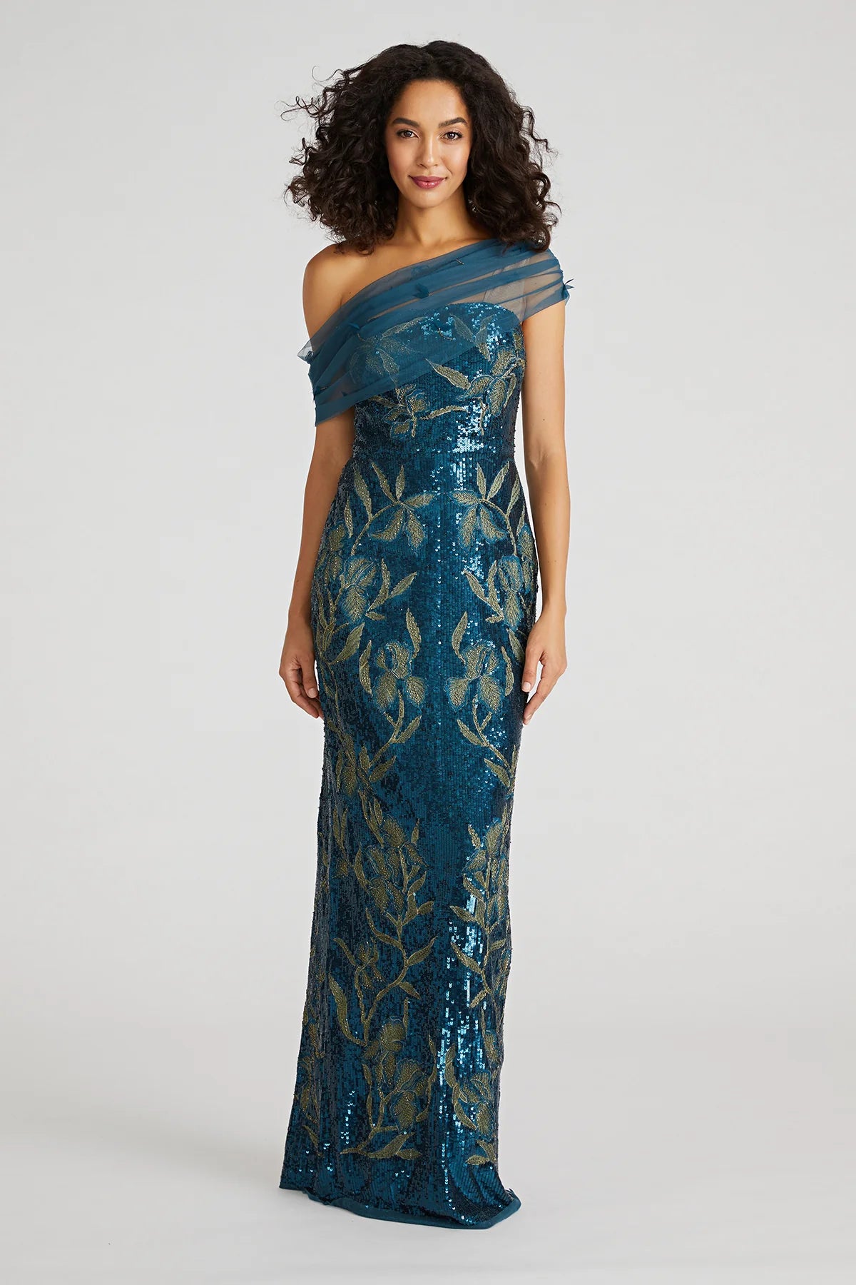 Jude One Shoulder Beaded Gown - Theia Couture Teal / 6 Jude One Shoulder Beaded Gown - Theia Couture Teal / 6
