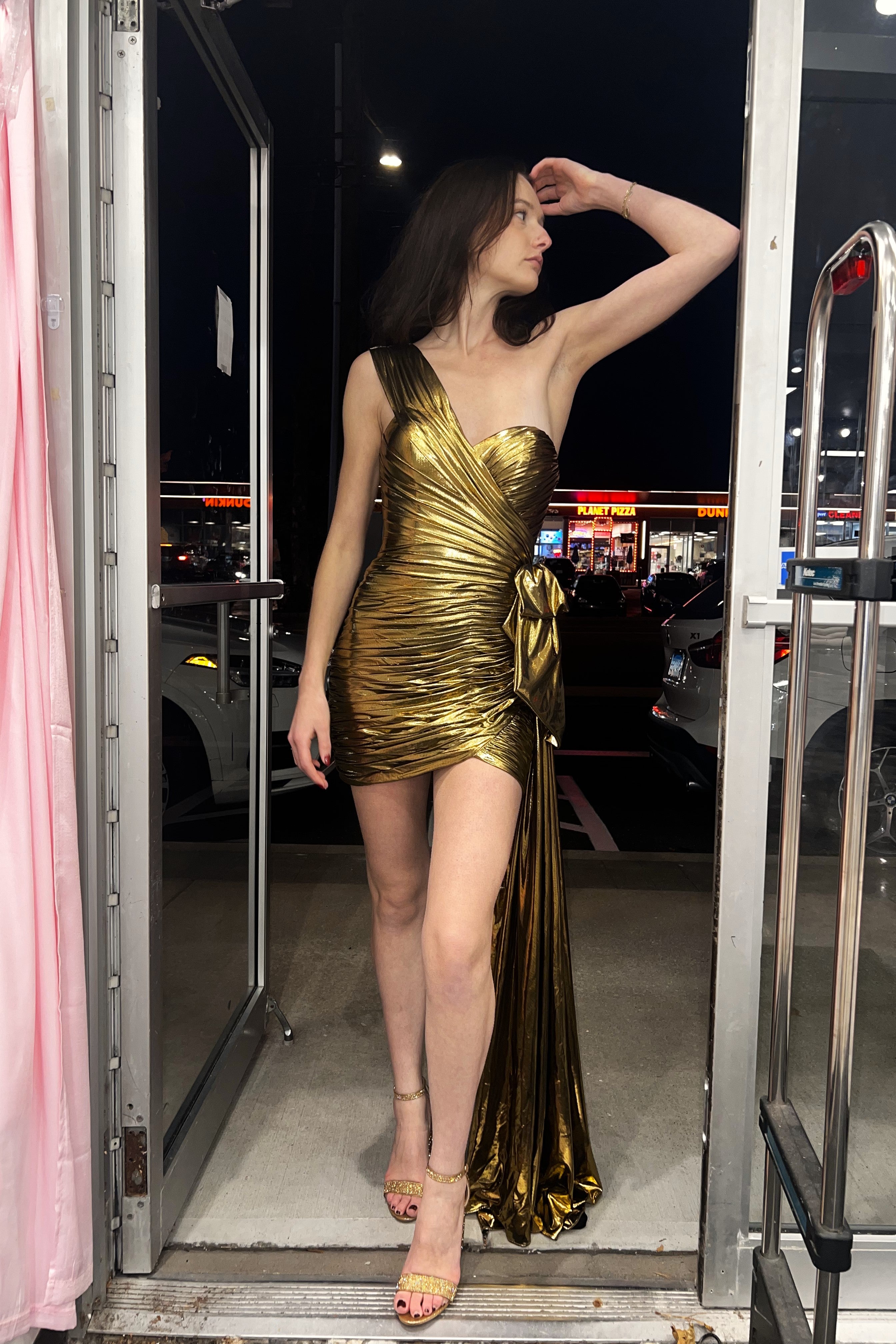 Sherri Hill style 55767 - metallic one shoulder dress Sherri Hill style 55767 - metallic one shoulder dress