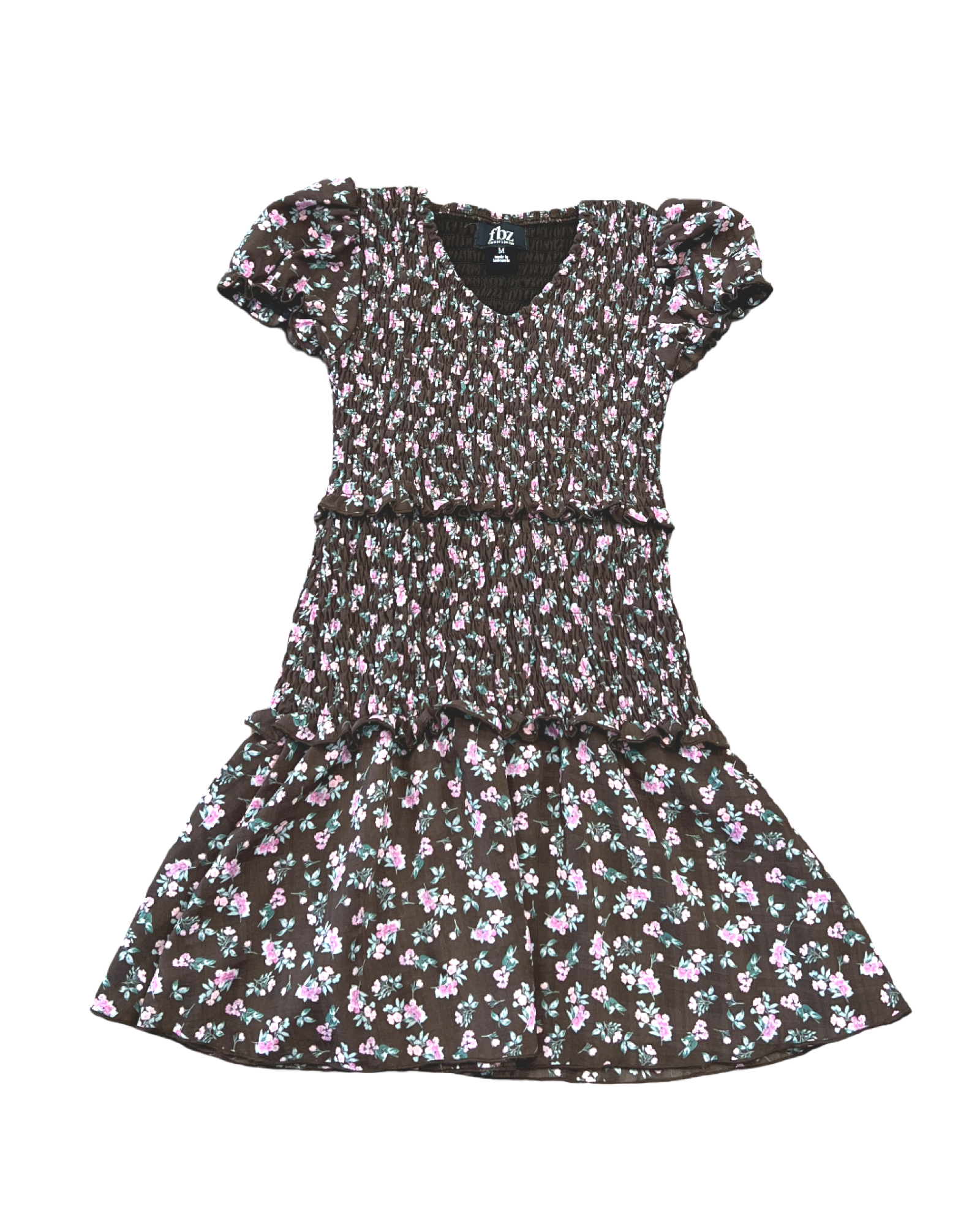 Girls Floral Puff Sleeve Dress