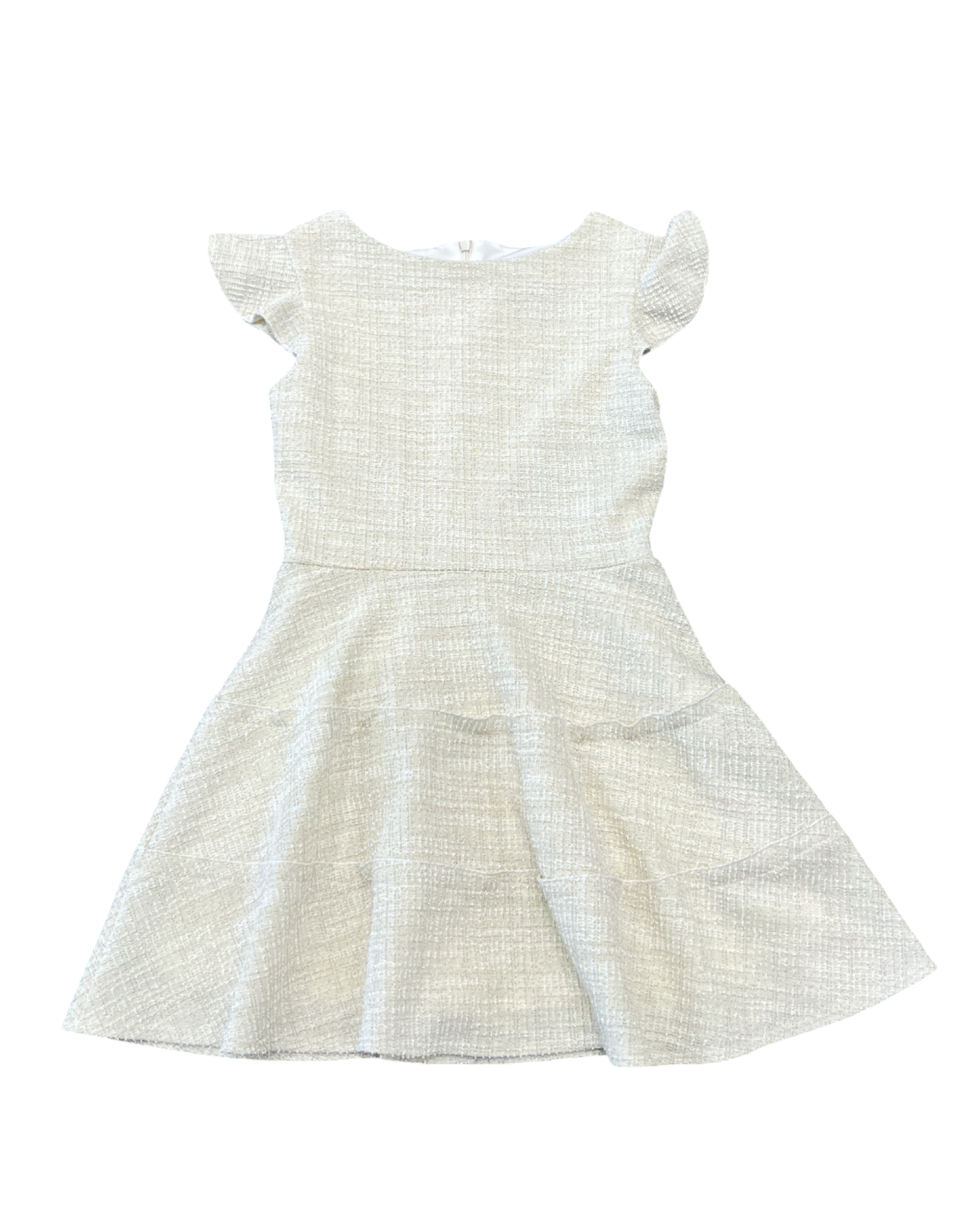 juniors white dress By Debra Girls & Juniors Ivory/Gold Cap Sleeve Dress S