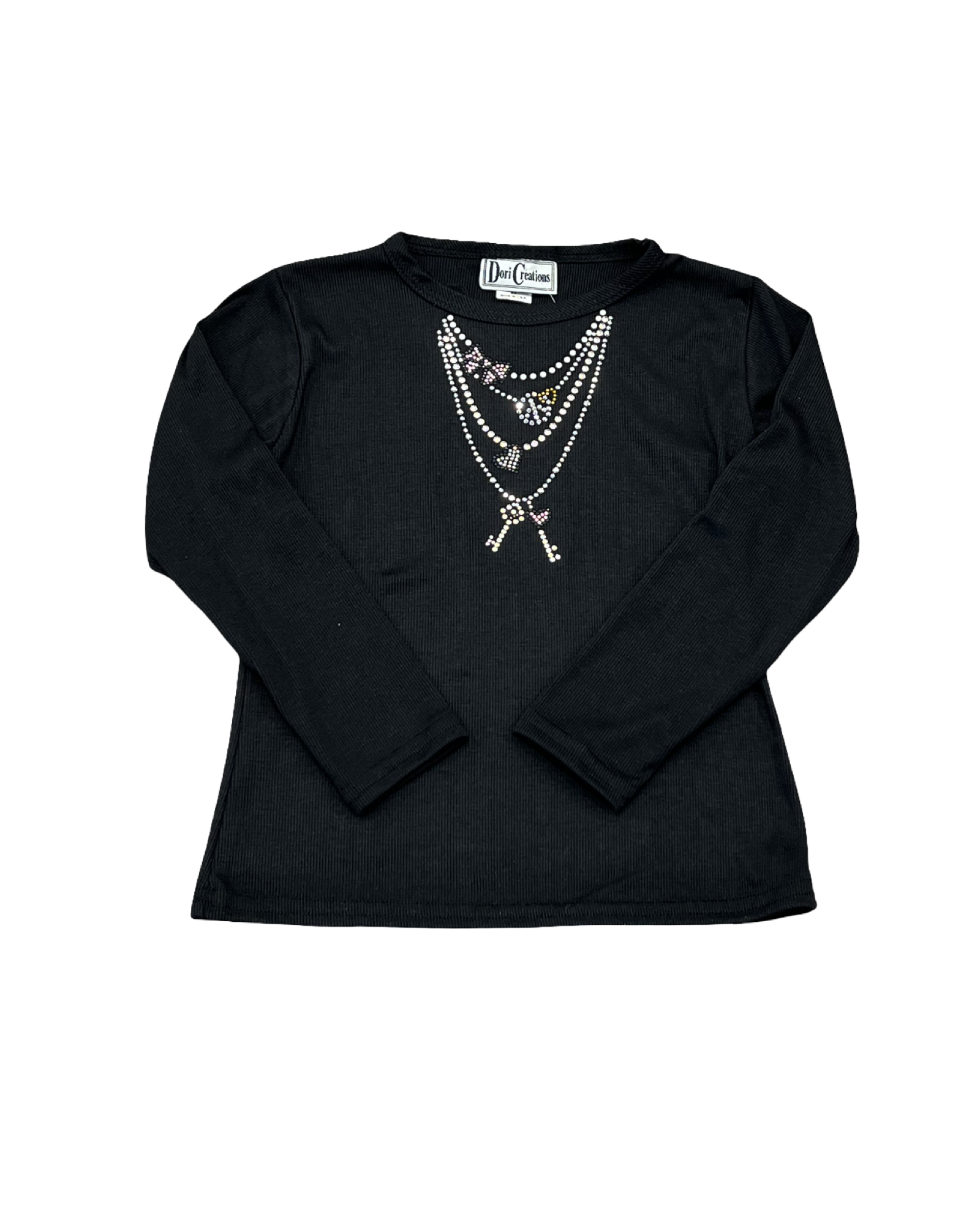 Girls Studded Necklace Adorned Long Sleeve Top