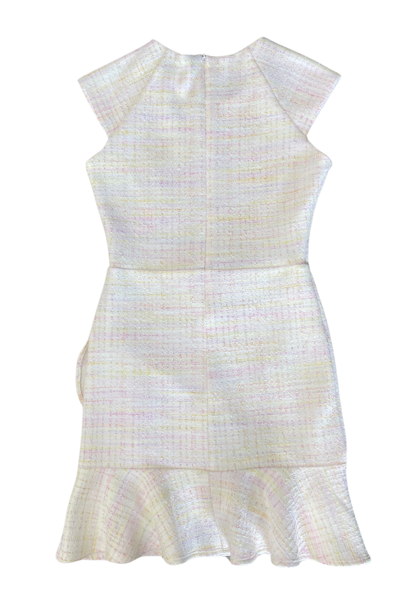 Girls & JR Pastel Tweed Ruffle Front Dress