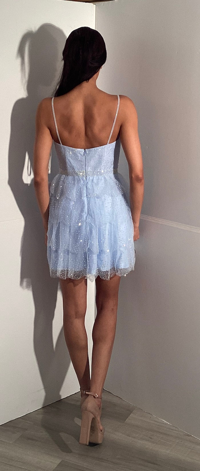 Jovani K45723 All Over Crystal Ruffle Tiered Dress