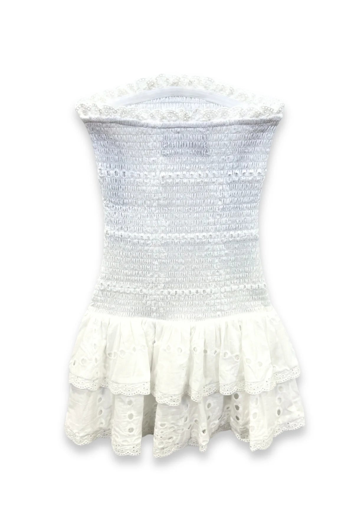 Girls & JR Melina Drop Waist Ruffle Dress - White Eyelet