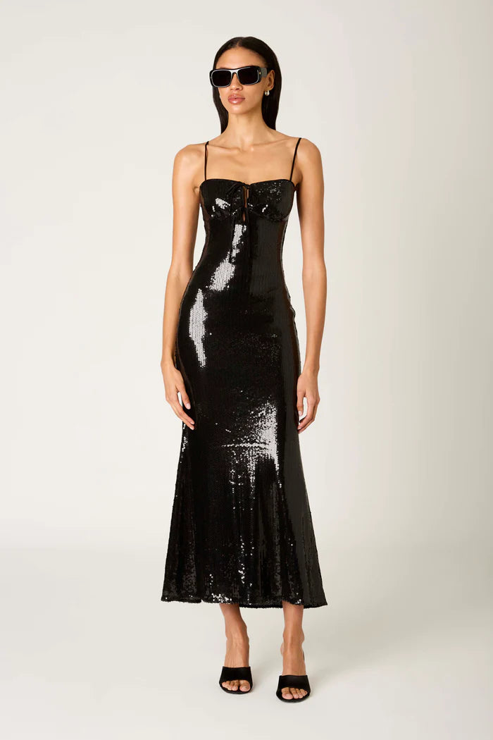 nia midi dress NIA Hawk Sequin Midi Dress Black / S