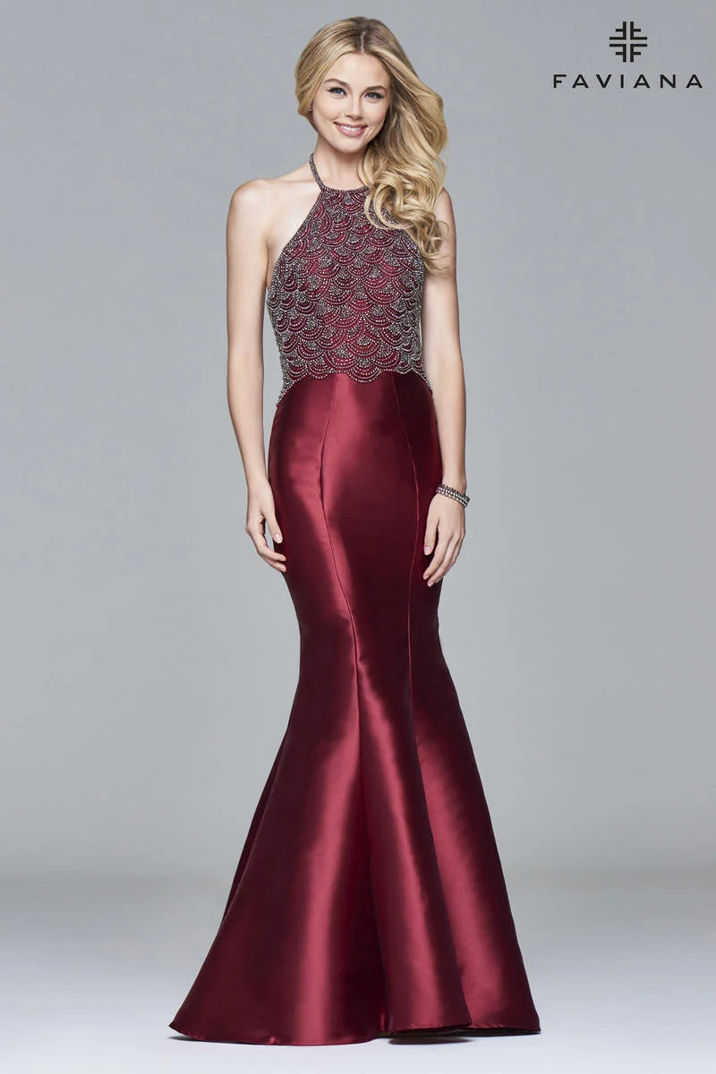 Faviana Gown Style S7974- Sale Gown Burgundy / 6