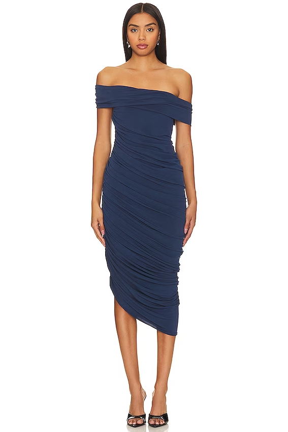 Katie May Alana Ruched Midi Off Shoulder Dress Katie May Alana Ruched Midi Off Shoulder Dress