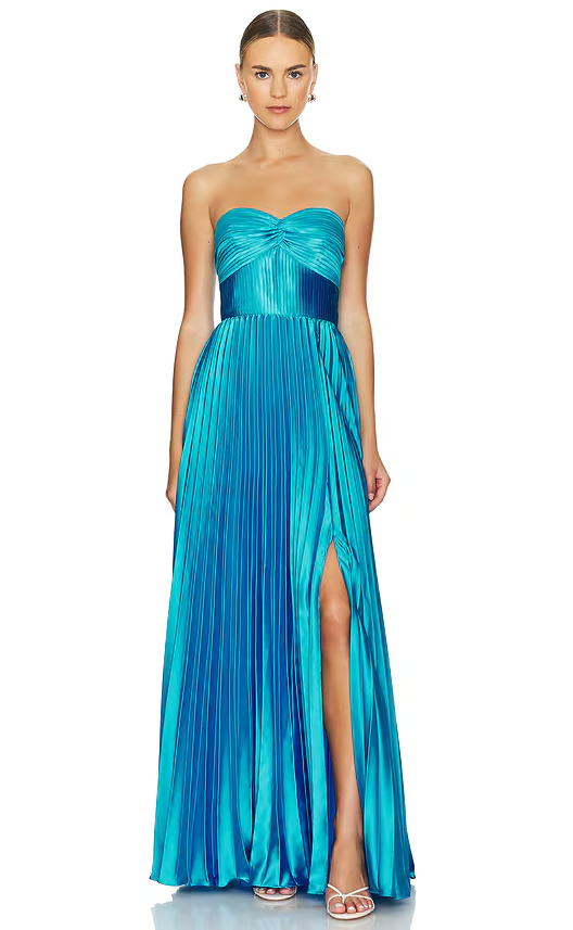 Amur Stef Pleated Gown Adonis Blue / 10 Amur Stef Pleated Gown Adonis Blue / 10