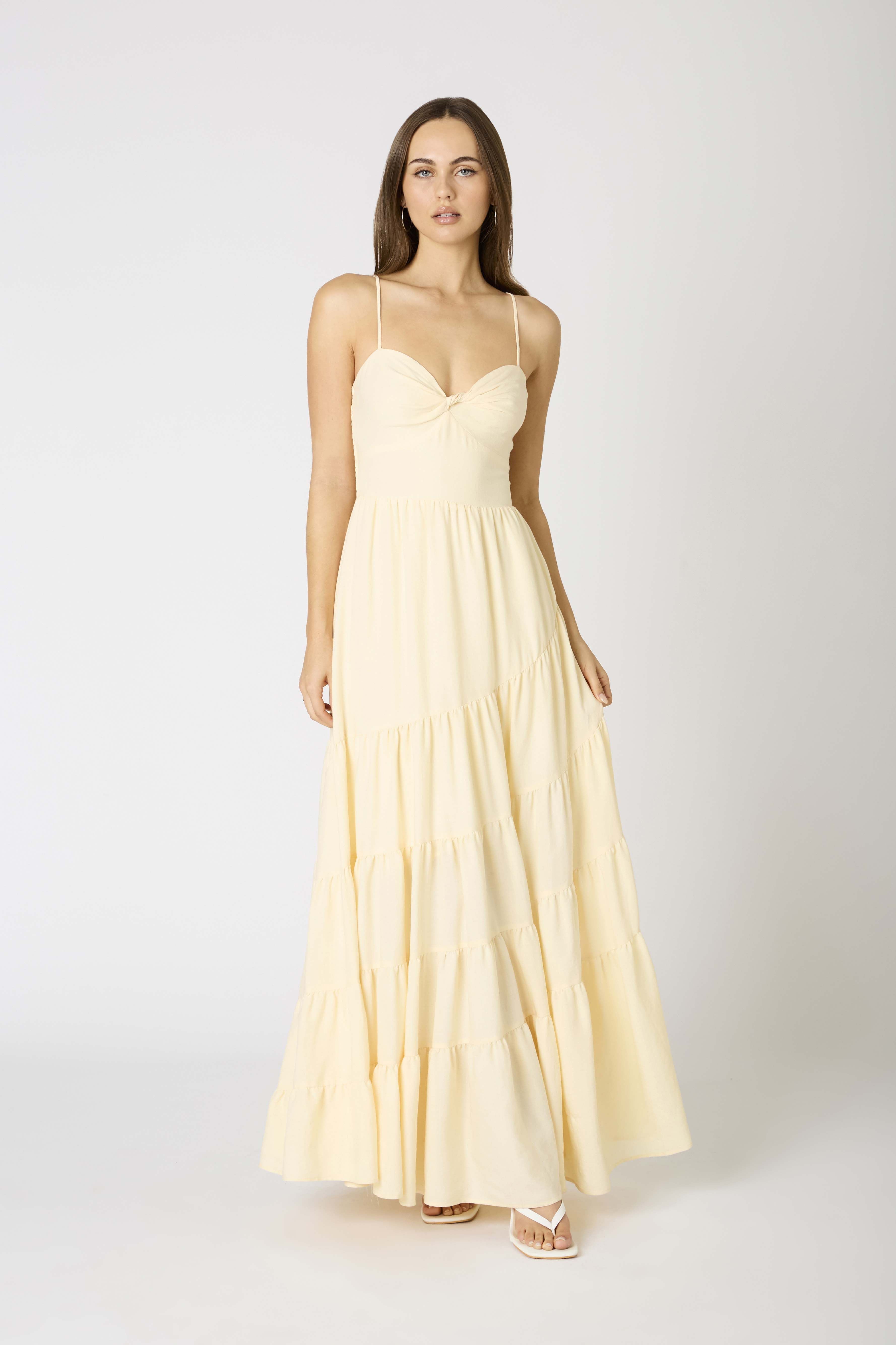 Tiered Maxi Dress Yellow / M Tiered Maxi Dress Yellow / M