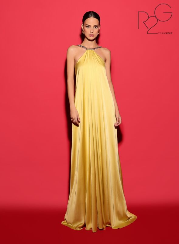 formal tent dress Stretch Deco Crepe Tie-Neck Tent Dress main image 0