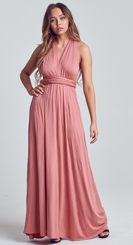 Multi Way Maxi Dress - Dark Peach S Multi Way Maxi Dress - Dark Peach S