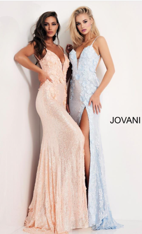 Jovani 1012 Floral Appliques Backless Prom Dress Jovani 1012 Floral Appliques Backless Prom Dress