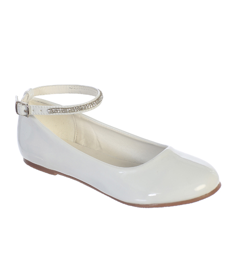 Girls Patent Ballerina with Rhinestone Ankle Strap