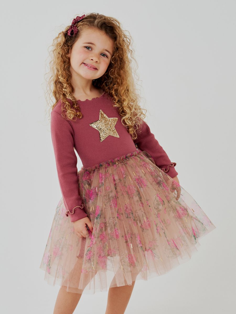 Girls Floral Star Tutu Dress
