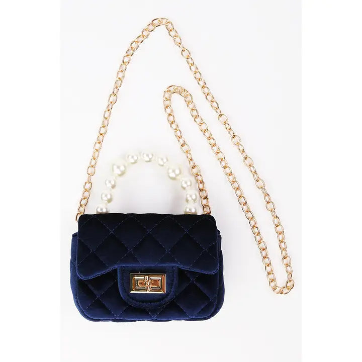 Velvet Purse with Pearl Handle