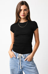 Rib Cap Sleeve Fitted Tee