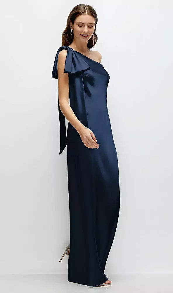 One-Shoulder Bias-Cut Satin Maxi Dress