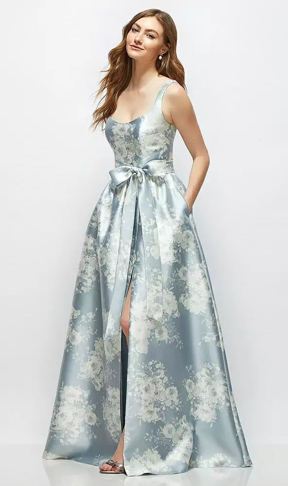 Floral Scoop-Neck Tank Bodice Maxi Dress
