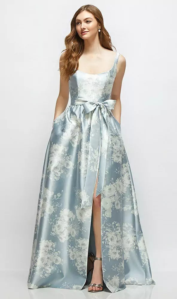 Floral Scoop-Neck Tank Bodice Maxi Dress