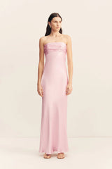 La Lune Strapless Ruched Bodice Maxi Dress