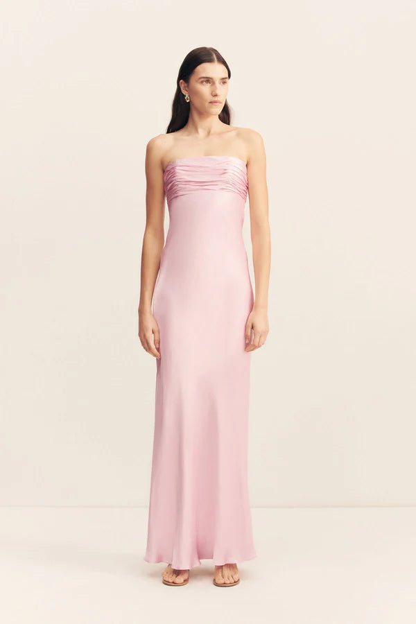 La Lune Strapless Ruched Bodice Maxi Dress