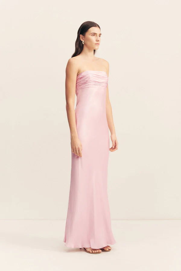La Lune Strapless Ruched Bodice Maxi Dress