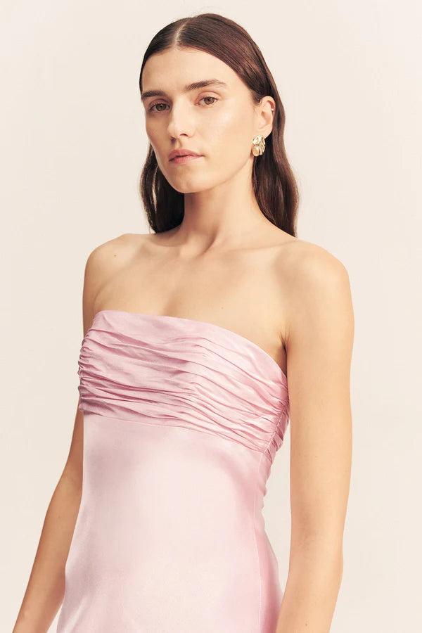 la lune strapless ruched bodice maxi dress La Lune Strapless Ruched Bodice Maxi Dress - Lemon