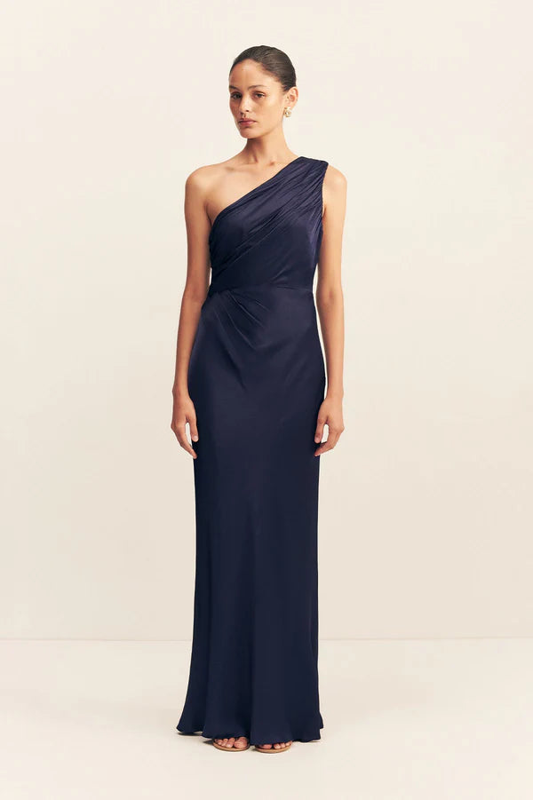La Lune Gathered One Shoulder Maxi Dress