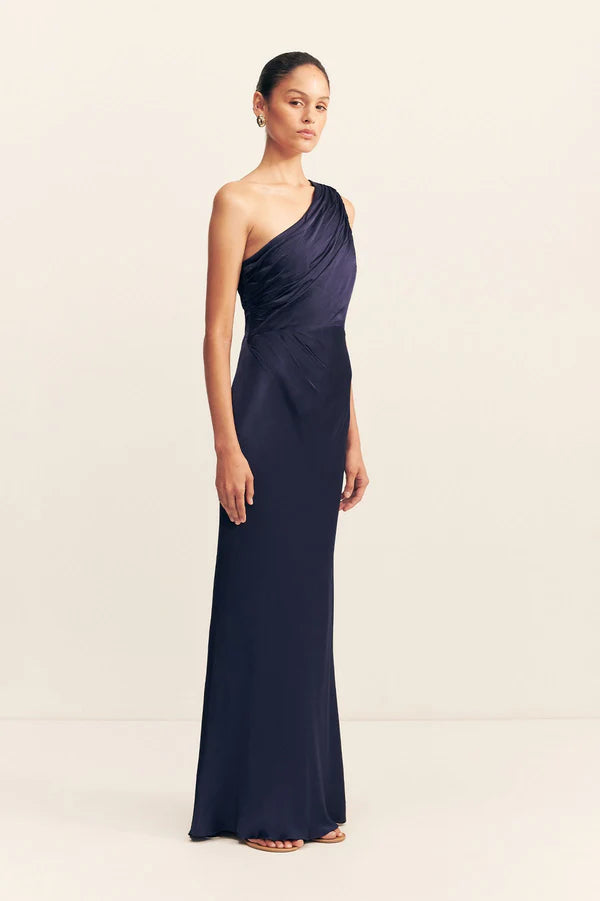 La Lune Gathered One Shoulder Maxi Dress
