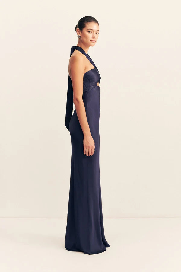 Shona Joy - La Lune Ruched Halter Maxi Dress - Midnight - Bridesmaids Dress Shona Joy - La Lune Ruched Halter Maxi Dress - Midnight - Bridesmaids Dress