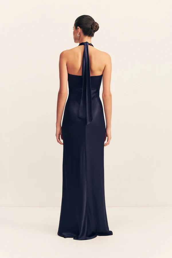 Shona Joy - La Lune Ruched Halter Maxi Dress - Midnight - Bridesmaids Dress Shona Joy - La Lune Ruched Halter Maxi Dress - Midnight - Bridesmaids Dress