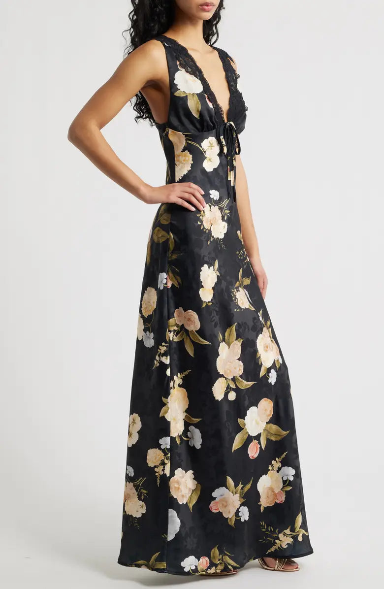 Judith Floral Jacquard Satin Slipdress