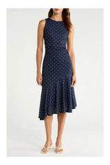 Daija Dress Navy Polka Dots