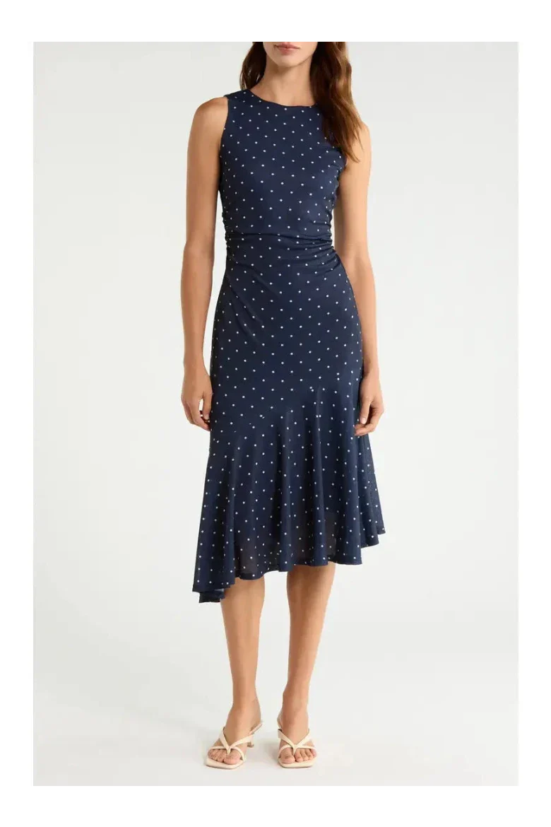 Daija Dress Navy Polka Dots