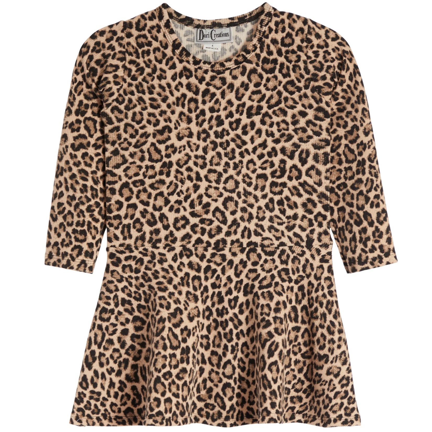 Girls Long Sleeve Leopard Dress