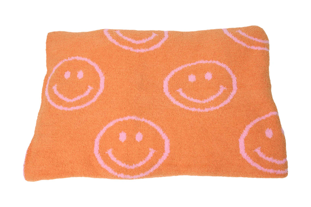 Malibu Sugar Two Tone Happy Face Reversible Blanket