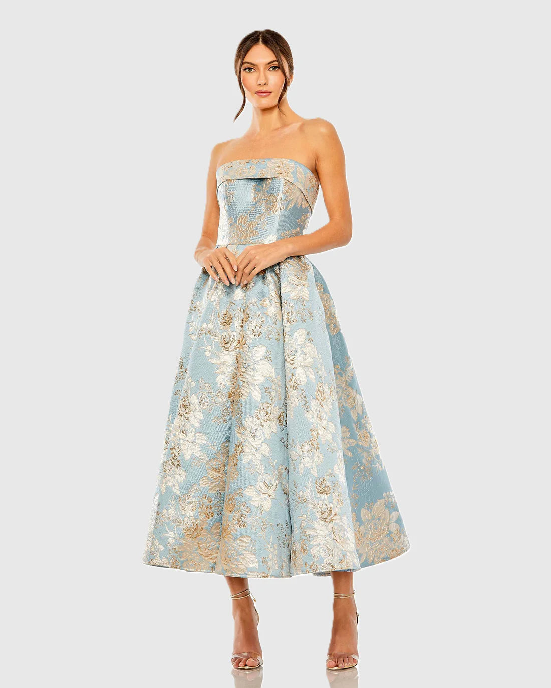 Mac Duggal 20726 Strapless Brocade Midi Dress