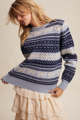 Fair Isle Bow Knit Sweater