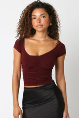Ruched Cap Sleeve Top