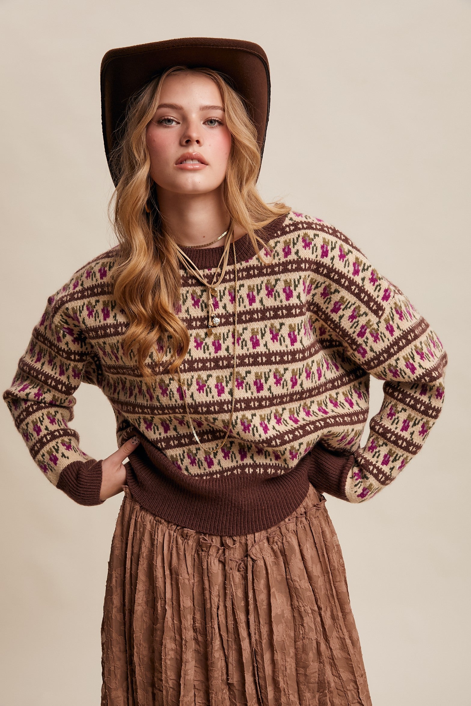 Western Jacquard Knit Sweater