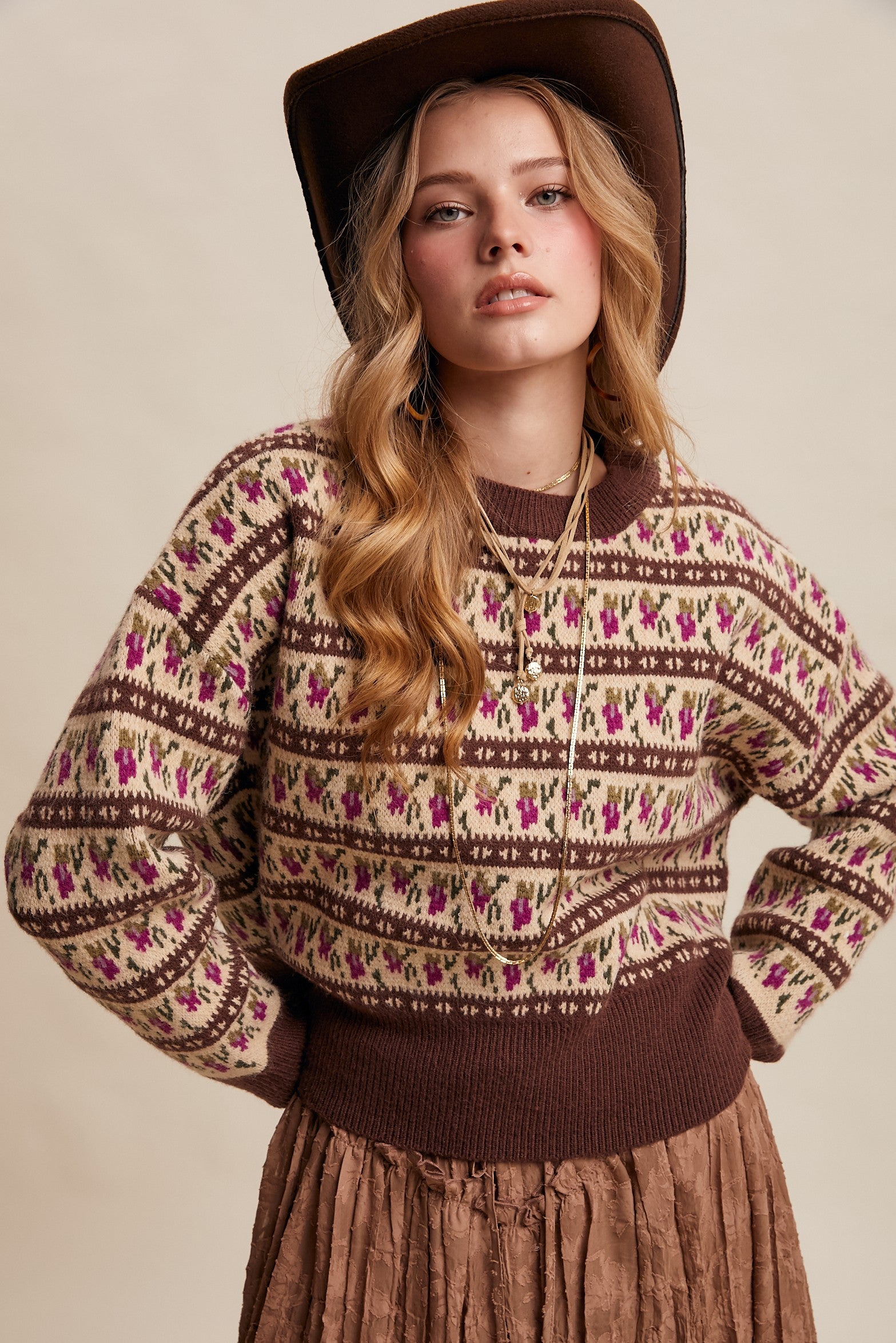 Western Jacquard Knit Sweater