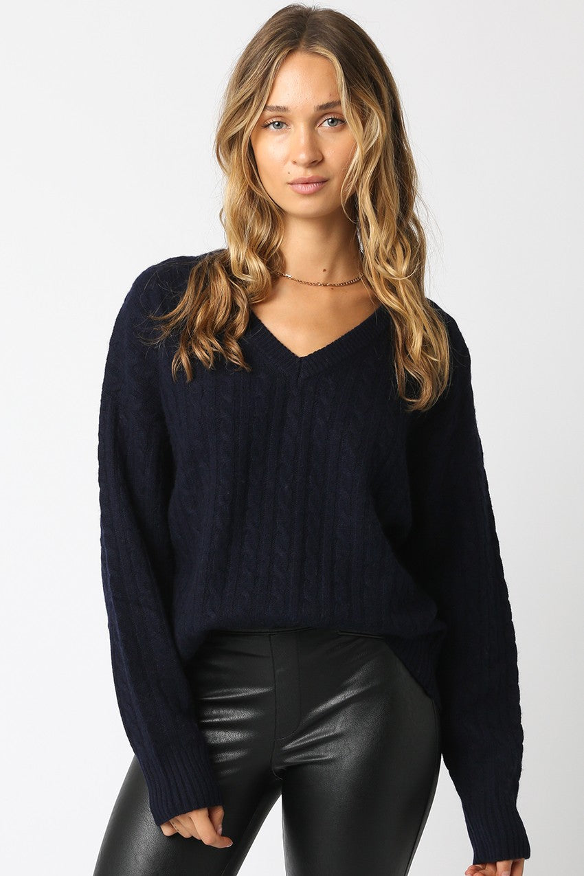 Cable Vneck Sweater