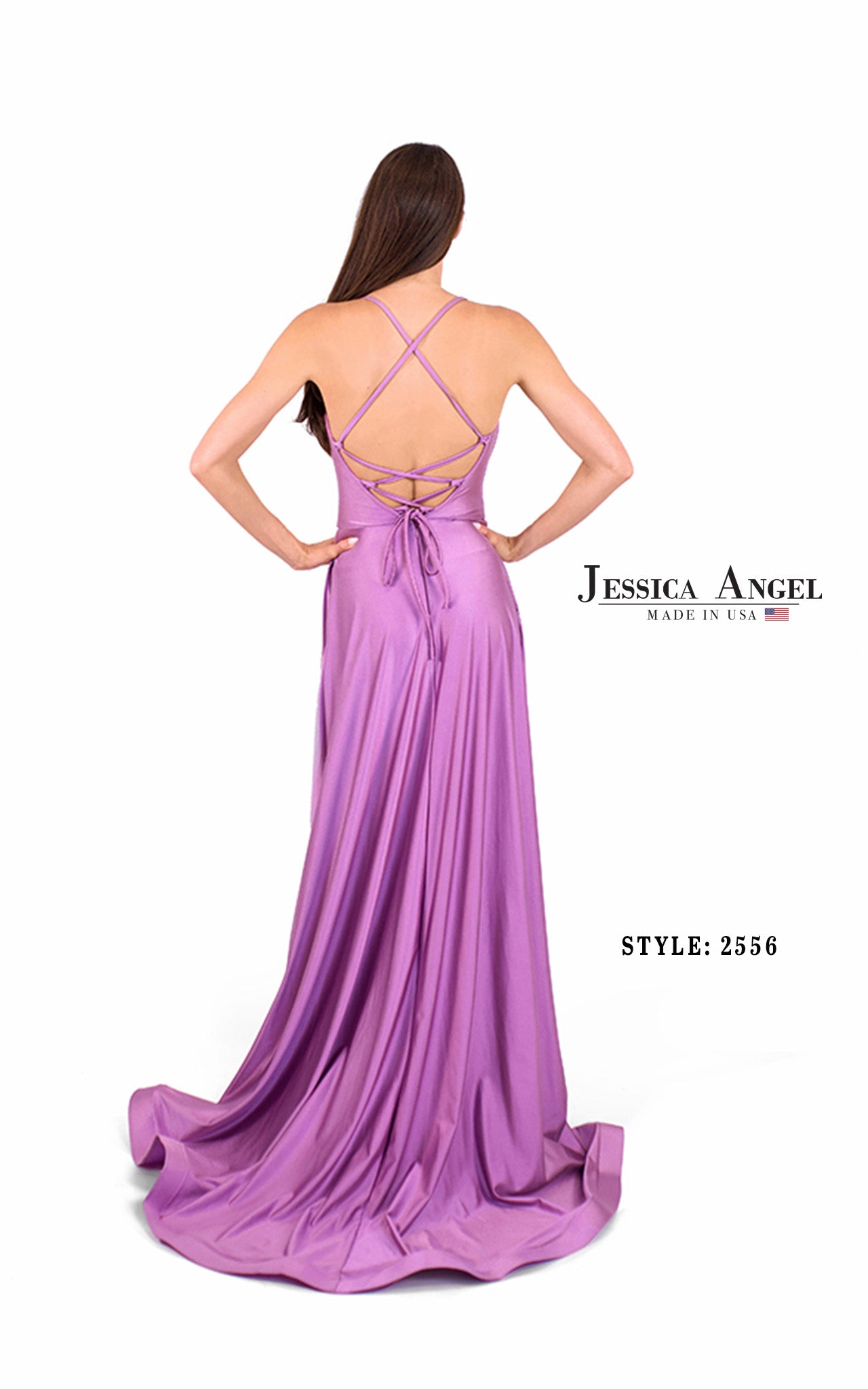 jessica angel prom dress Off-the-Shoulder Long with Side Drape Neon Orange / 2XLarge back long evening gowns made in the USA Jessica Angel Collection Dress 557
