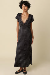 Polka Dot Lace Trim Midi Dress