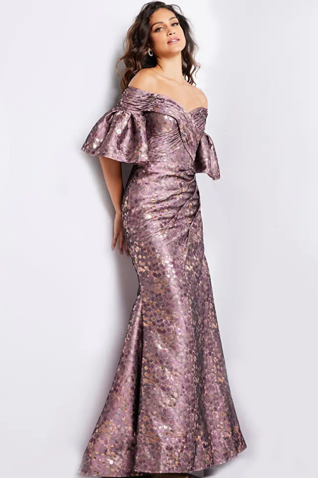 Jovani 26258 Jacquard Off Shoulder Gown