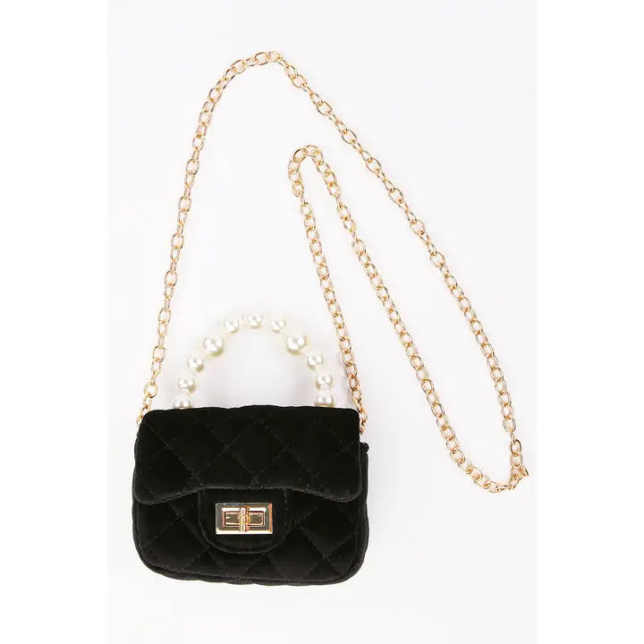 Velvet Purse with Pearl Handle