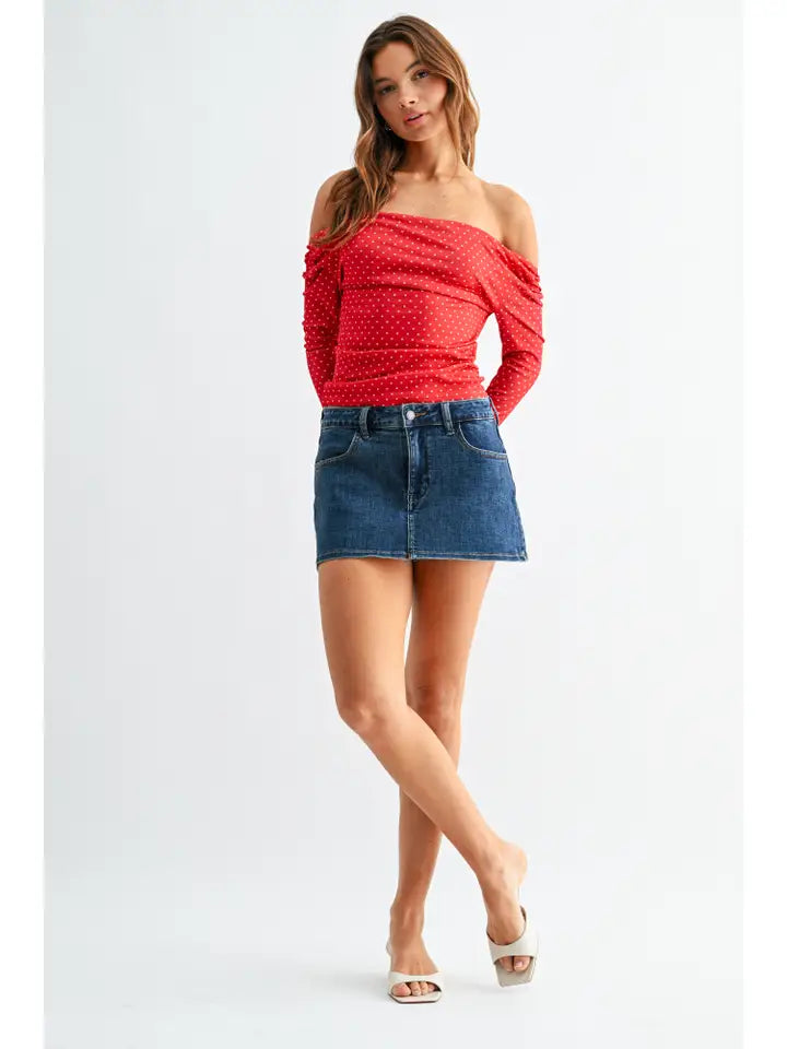 Denim Mini Skort Skirt