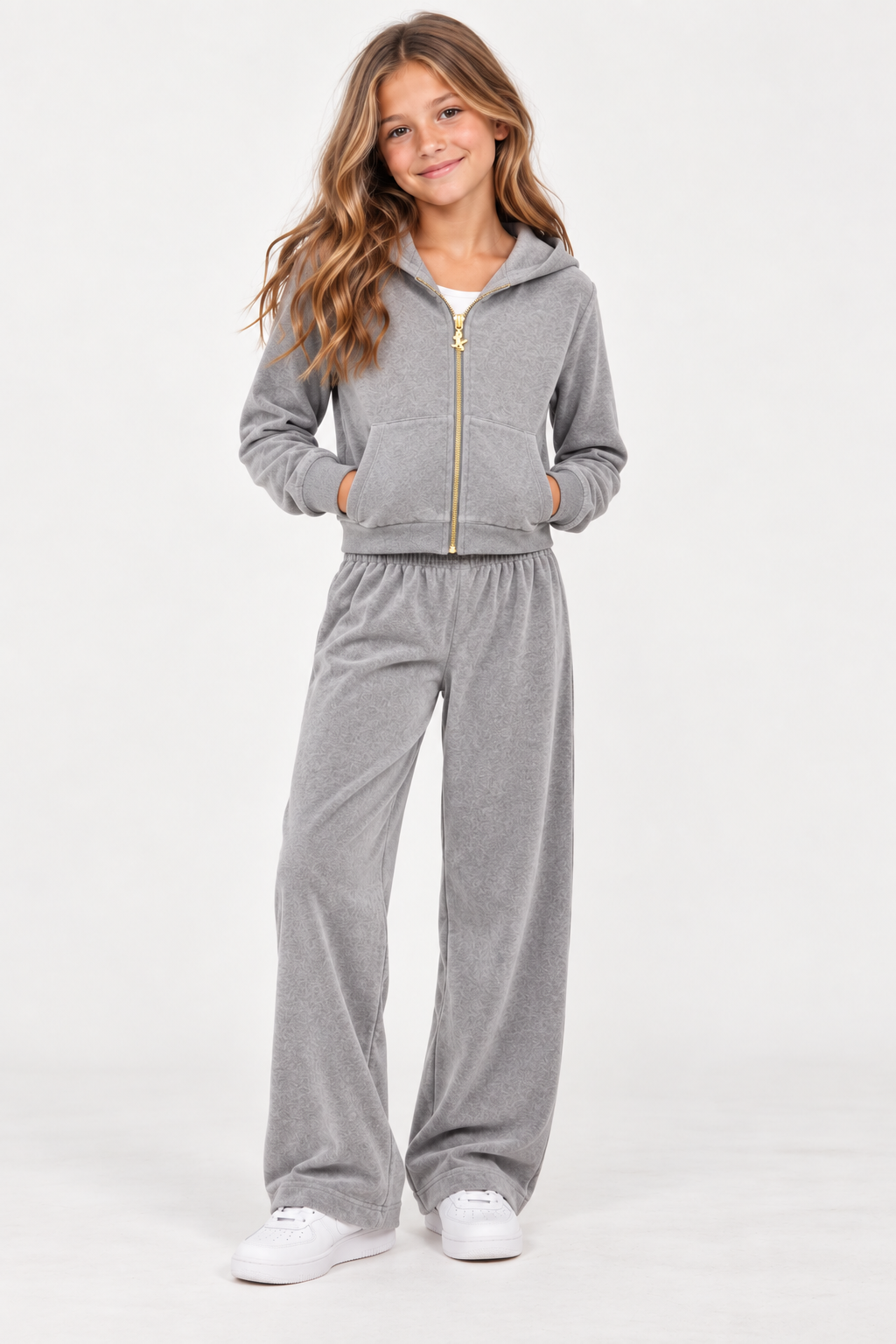 Girls Jade Velour Zip Hoodie